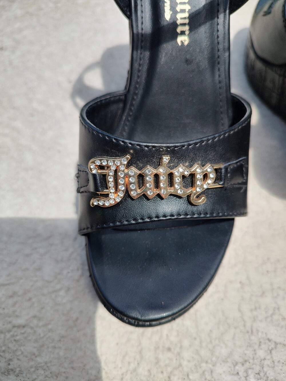Juicy Couture Black Wedge Sandals with Ankle Strap - Picture 15 of 15